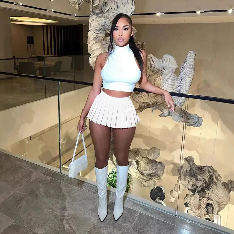 Sexy Mini A- Line Pleated Skirt